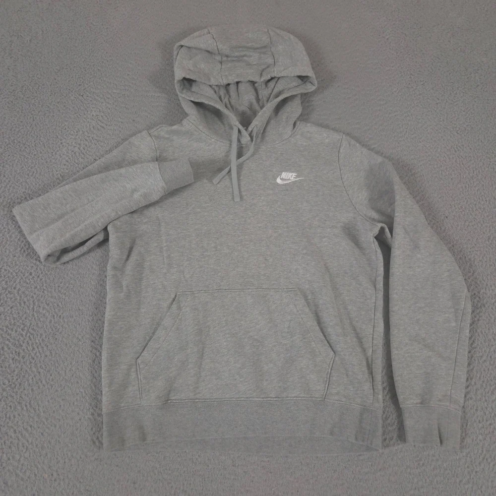 Nike Hoodie Womens Small Gray Sportswear Club Fleece Kangaroo Pocket Pullover